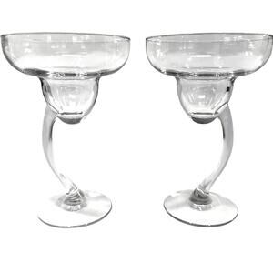 Libbey Bravura Clear Vintage Eclectic MCM Margarita Glasses-Set of Two